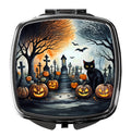 Black Cat Spooky Halloween Compact Mirror Decorative Travel Makeup Mirror for Women Girls Gifts Pocket Makeup Mirror Folding Handheld