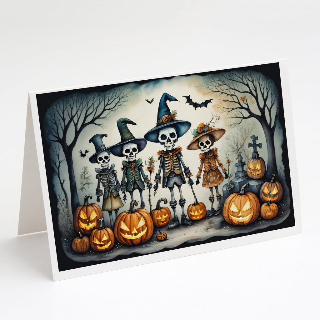 Calacas Skeletons Spooky Halloween Greeting Cards Pack of 8 Blank Cards with Envelopes Whimsical A7 Size 5x7