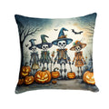 Calacas Skeletons Spooky Halloween Decorative Throw Pillow 14x14 Indoor Outdoor Accent Cushion, Fabric Cover with Insert for Sofa, Bed, Porch & Living Room