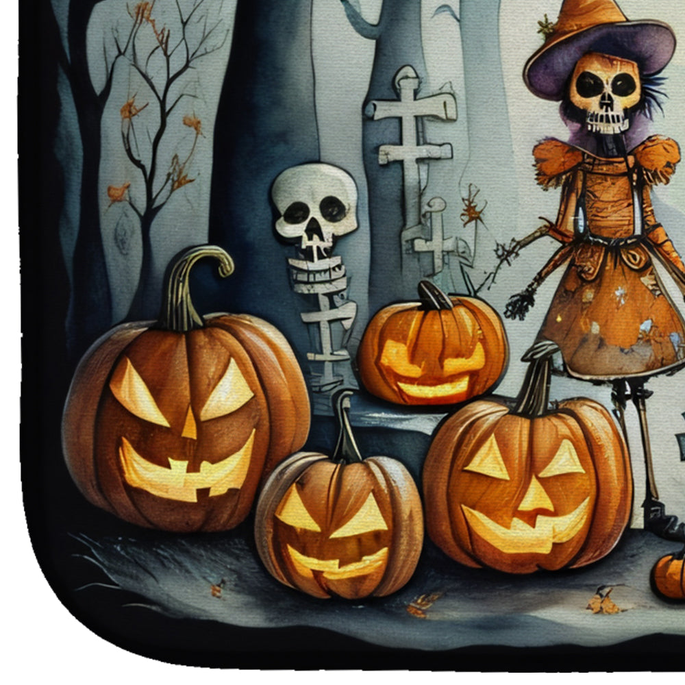 Calacas Skeletons Spooky Halloween Dish Drying Mat Absorbent Dish Drying Mat Pad for Kitchen Counter Dish Drainer Mat for Countertop, 14 x 21", Multicolor