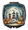 Calacas Skeletons Spooky Halloween Compact Mirror Decorative Travel Makeup Mirror for Women Girls Gifts Pocket Makeup Mirror Folding Handheld