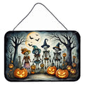 Calacas Skeletons Spooky Halloween Wall or Door Hanging Prints Aluminum Metal Sign Kitchen Wall Bar Bathroom Plaque Home Decor, 8HX12W, Multicolor