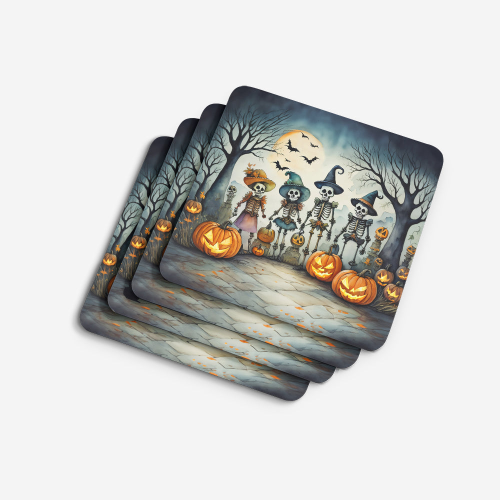 Calacas Skeletons Spooky Halloween Foam Coasters Set of 4 Cup Coasters for Indoor Outdoor, Tabletop Protection, Anti Slip, Mouse pad Material