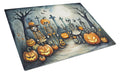 Calacas Skeletons Spooky Halloween Cutting Board Tempered Glass Kitchen Cutting Surface, Heat Resistant Chopping, Non-Slip Feet, Food Prep & Serving