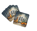 Calacas Skeletons Spooky Halloween Foam Coasters Set of 4 Cup Coasters for Indoor Outdoor, Tabletop Protection, Anti Slip, Mouse pad Material