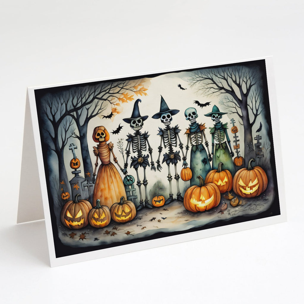 Calacas Skeletons Spooky Halloween Greeting Cards Pack of 8 Blank Cards with Envelopes Whimsical A7 Size 5x7