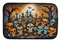 Calaveras Sugar Skulls Spooky Halloween Dish Drying Mat Absorbent Dish Drying Mat Pad for Kitchen Counter Dish Drainer Mat for Countertop, 14 x 21", Multicolor