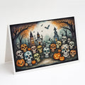 Calaveras Sugar Skulls Spooky Halloween Greeting Cards Pack of 8 Blank Cards with Envelopes Whimsical A7 Size 5x7
