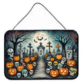 Calaveras Sugar Skulls Spooky Halloween Wall or Door Hanging Prints Aluminum Metal Sign Kitchen Wall Bar Bathroom Plaque Home Decor, 8HX12W, Multicolor