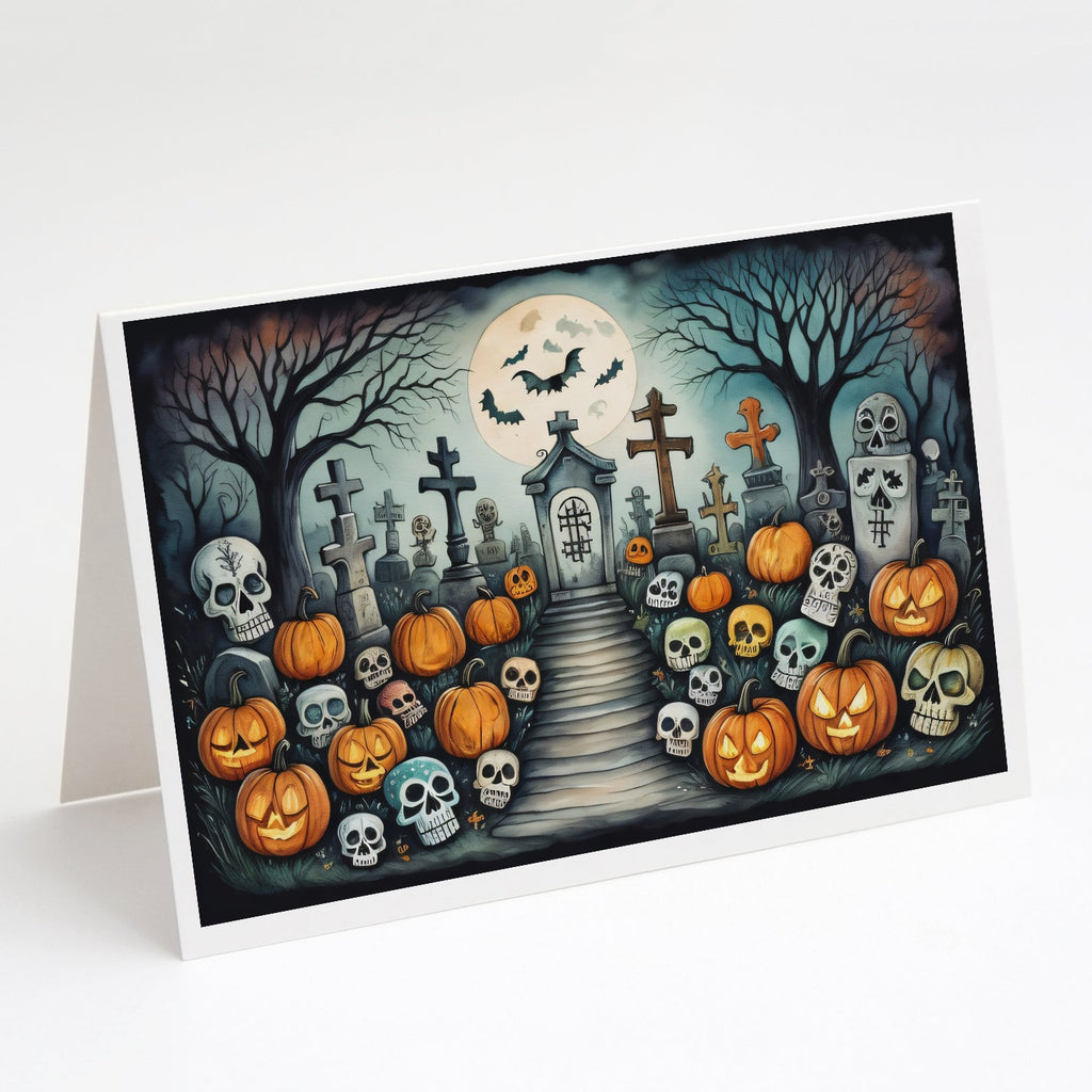 Calaveras Sugar Skulls Spooky Halloween Greeting Cards Pack of 8 Blank Cards with Envelopes Whimsical A7 Size 5x7