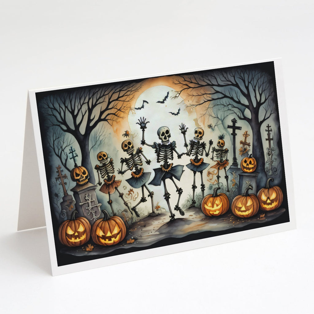 Dancing Skeletons Spooky Halloween Greeting Cards Pack of 8 Blank Cards with Envelopes Whimsical A7 Size 5x7