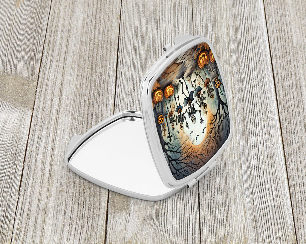 Dancing Skeletons Spooky Halloween Compact Mirror Decorative Travel Makeup Mirror for Women Girls Gifts Pocket Makeup Mirror Folding Handheld