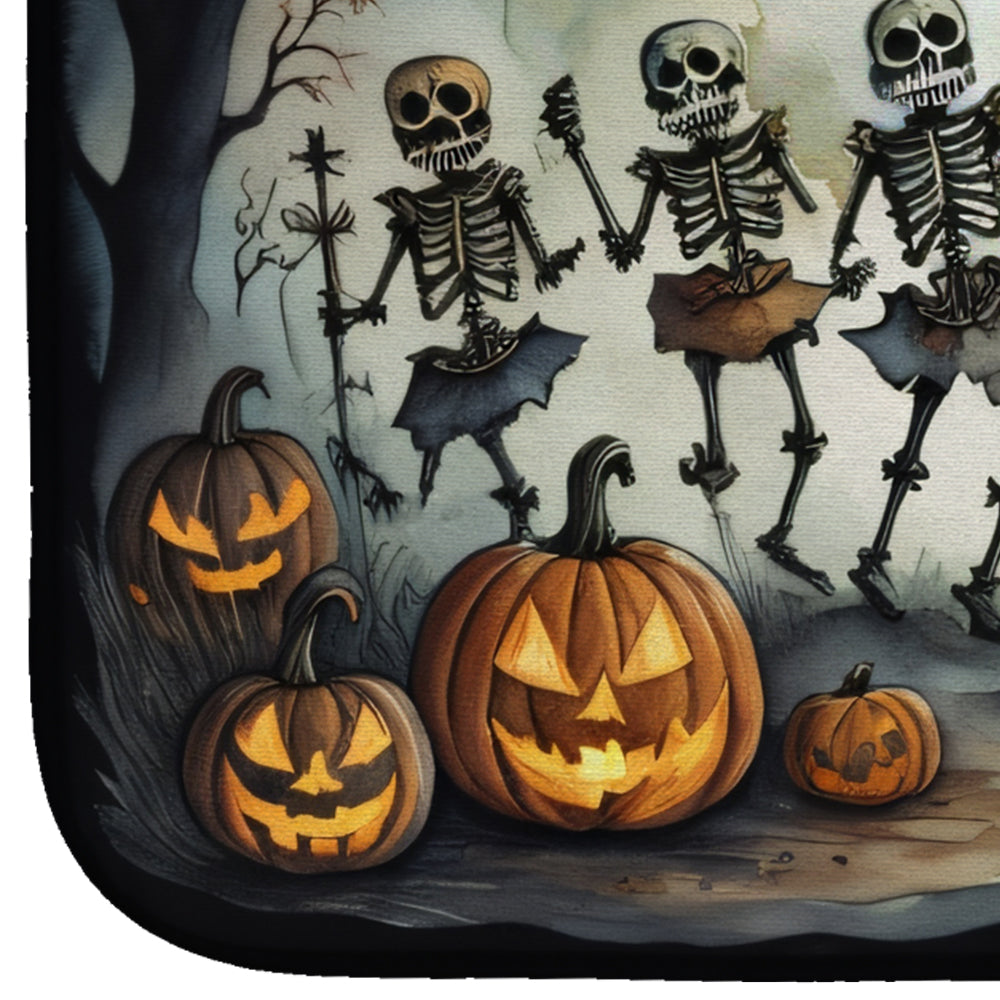 Dancing Skeletons Spooky Halloween Dish Drying Mat Absorbent Dish Drying Mat Pad for Kitchen Counter Dish Drainer Mat for Countertop, 14 x 21", Multicolor