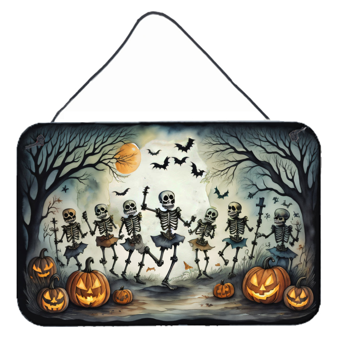 Dancing Skeletons Spooky Halloween Wall or Door Hanging Prints Aluminum Metal Sign Kitchen Wall Bar Bathroom Plaque Home Decor, 8HX12W, Multicolor