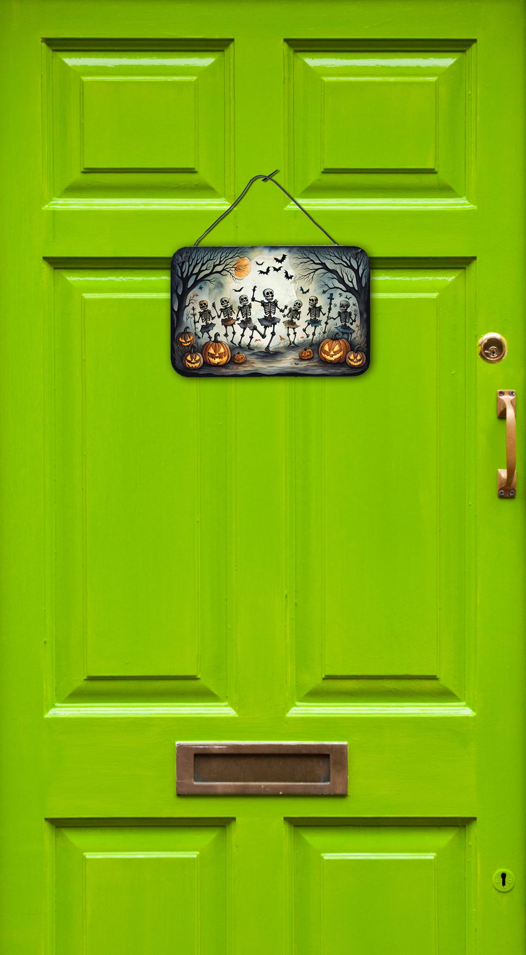 Dancing Skeletons Spooky Halloween Wall or Door Hanging Prints Aluminum Metal Sign Kitchen Wall Bar Bathroom Plaque Home Decor, 8HX12W, Multicolor