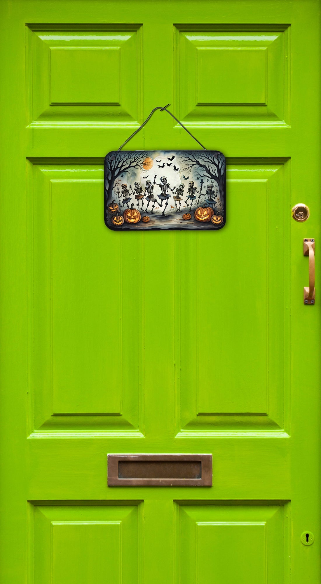 Dancing Skeletons Spooky Halloween Wall or Door Hanging Prints Aluminum Metal Sign Kitchen Wall Bar Bathroom Plaque Home Decor, 8HX12W, Multicolor