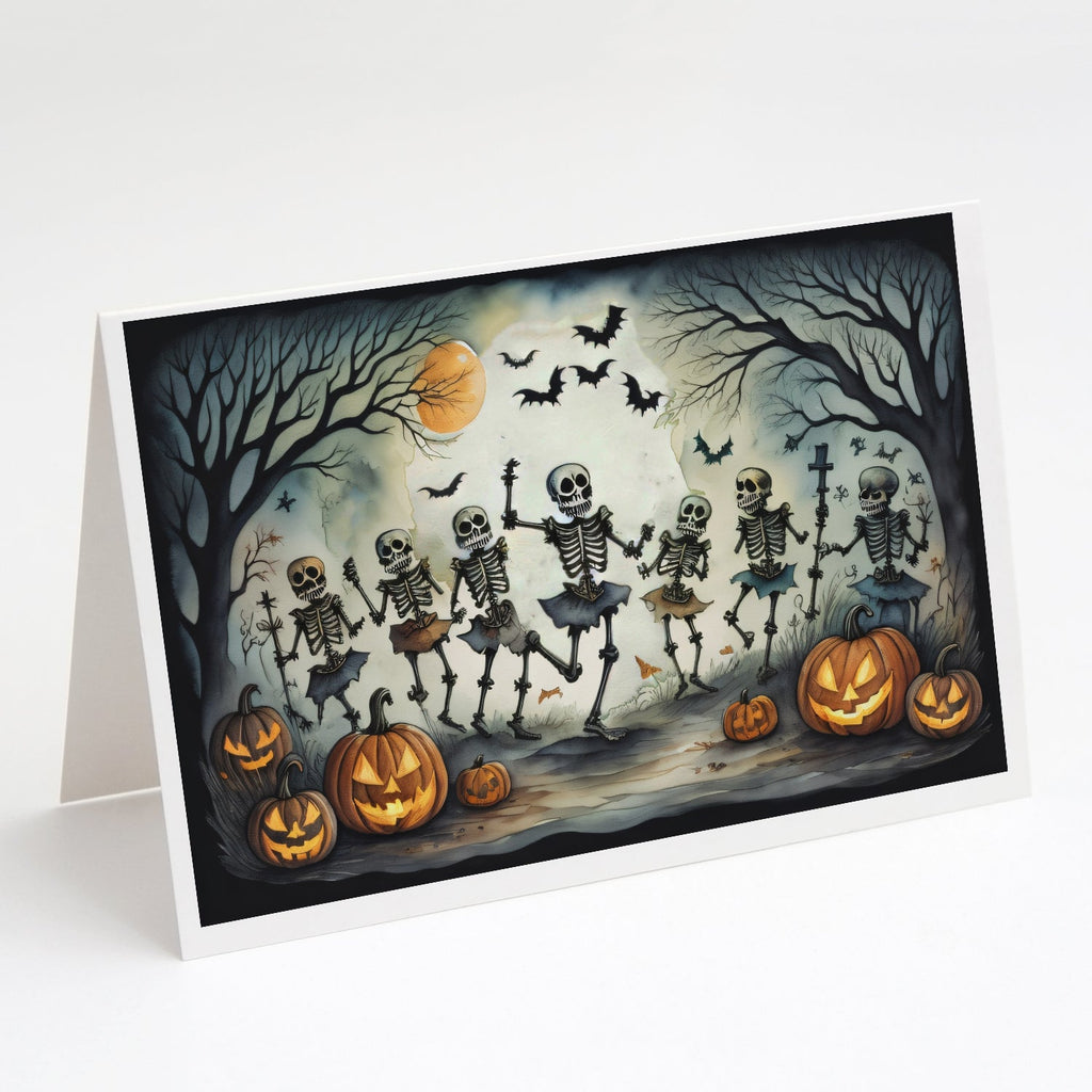 Dancing Skeletons Spooky Halloween Greeting Cards Pack of 8 Blank Cards with Envelopes Whimsical A7 Size 5x7