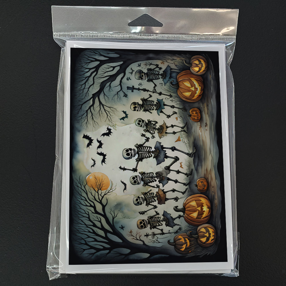 Dancing Skeletons Spooky Halloween Greeting Cards Pack of 8 Blank Cards with Envelopes Whimsical A7 Size 5x7