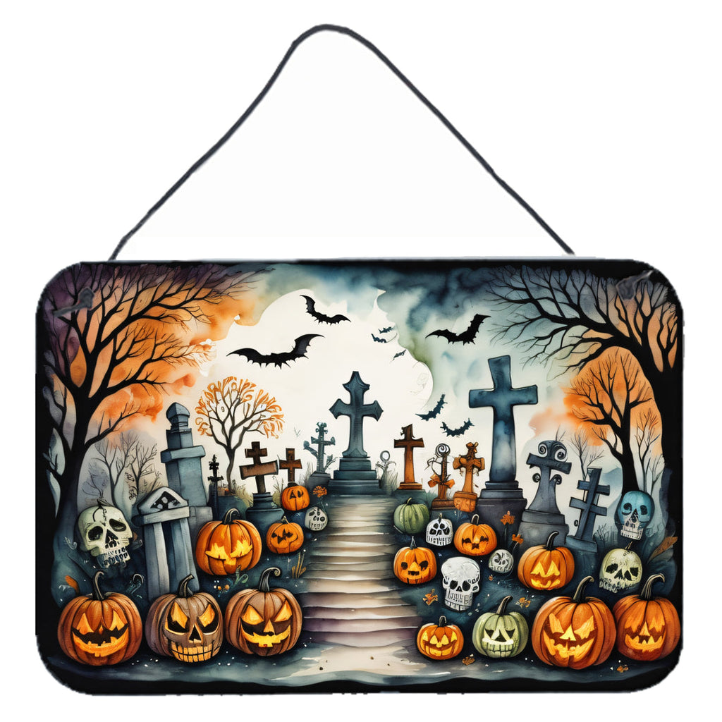 Day of the Dead Spooky Halloween Wall or Door Hanging Prints Aluminum Metal Sign Kitchen Wall Bar Bathroom Plaque Home Decor, 8HX12W, Multicolor