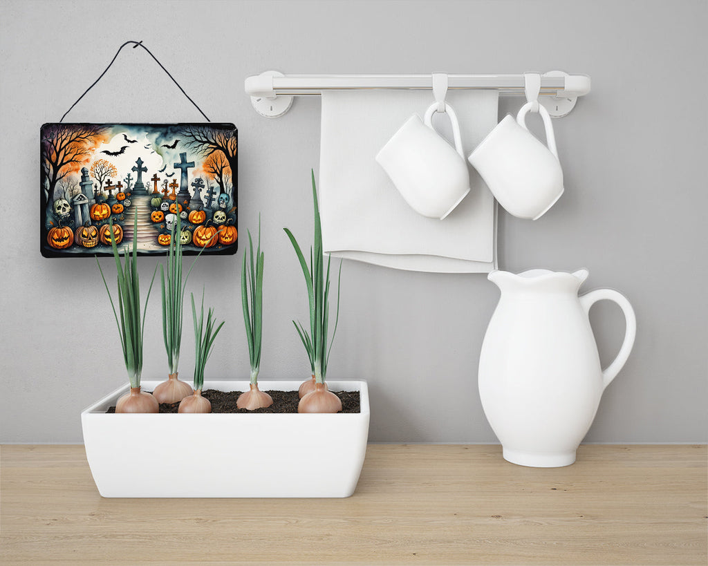 Day of the Dead Spooky Halloween Wall or Door Hanging Prints Aluminum Metal Sign Kitchen Wall Bar Bathroom Plaque Home Decor, 8HX12W, Multicolor