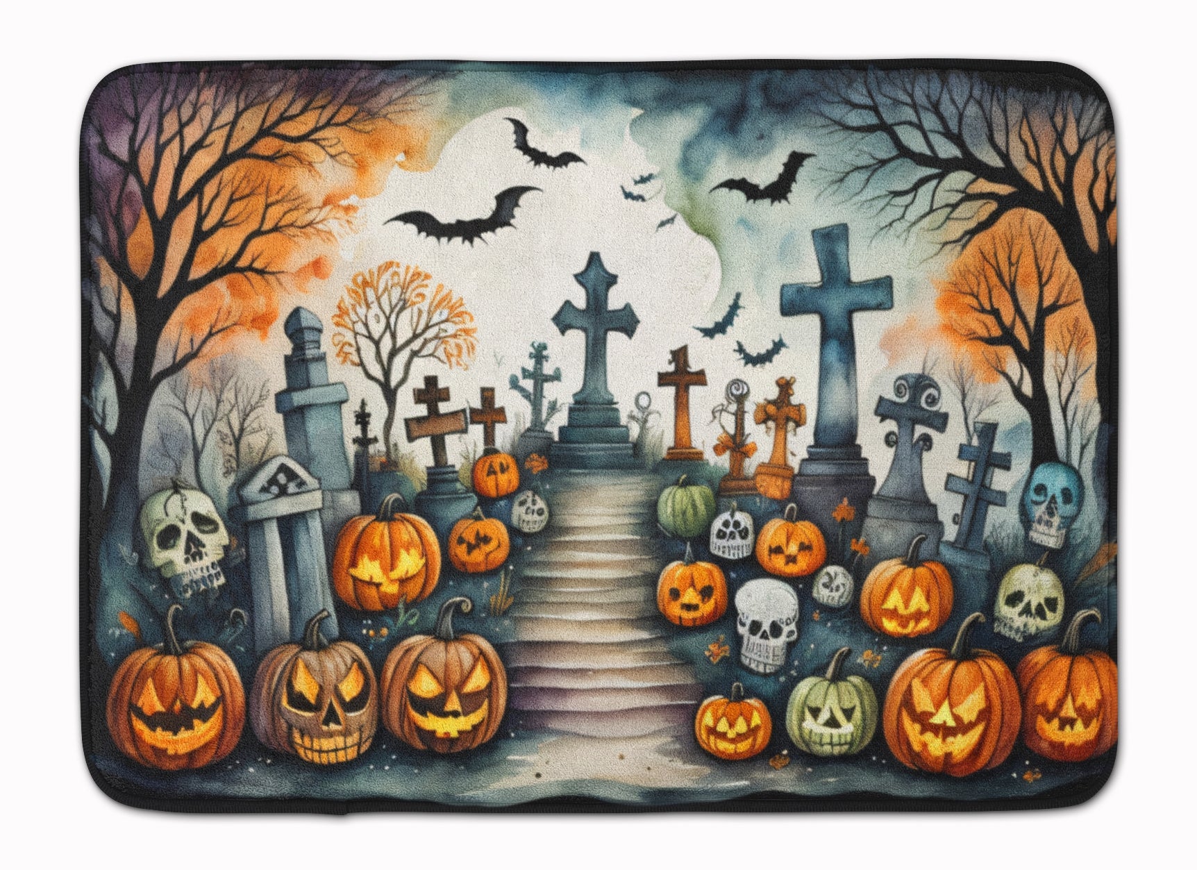 Day of the Dead Spooky Halloween Memory Foam Kitchen Mat Machine Washable Anti-Fatigue Cushion Comfort Bath or Kitchen Rug