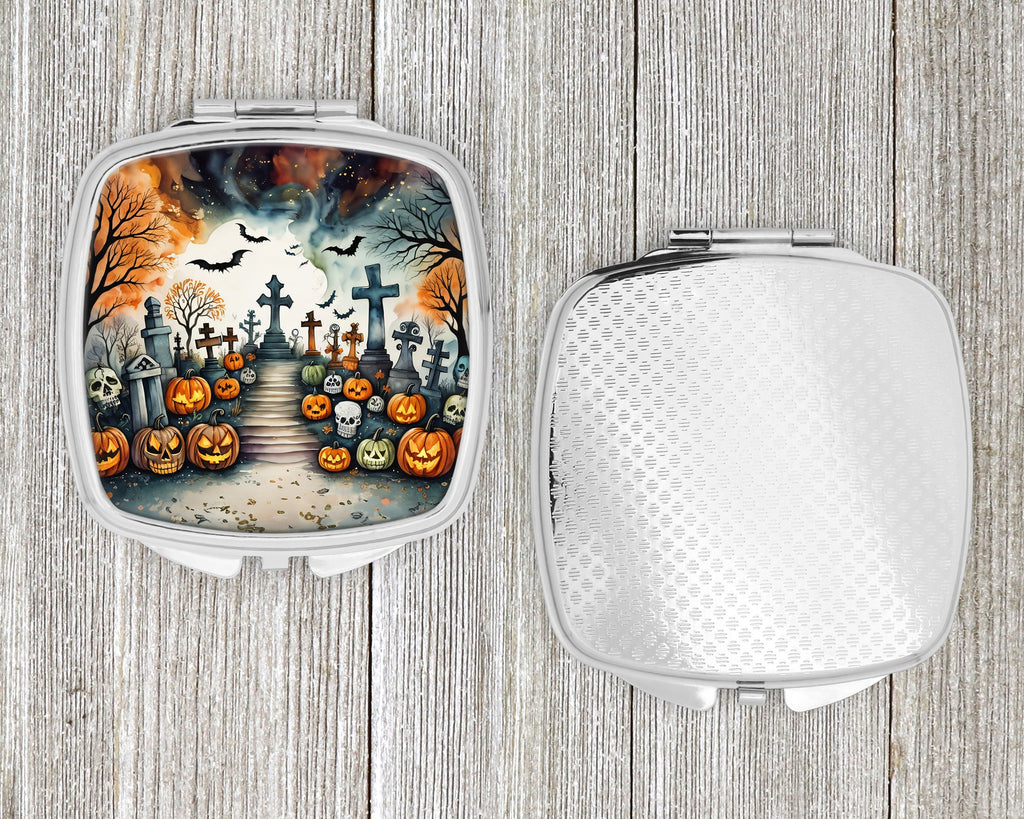 Day of the Dead Spooky Halloween Compact Mirror Decorative Travel Makeup Mirror for Women Girls Gifts Pocket Makeup Mirror Folding Handheld