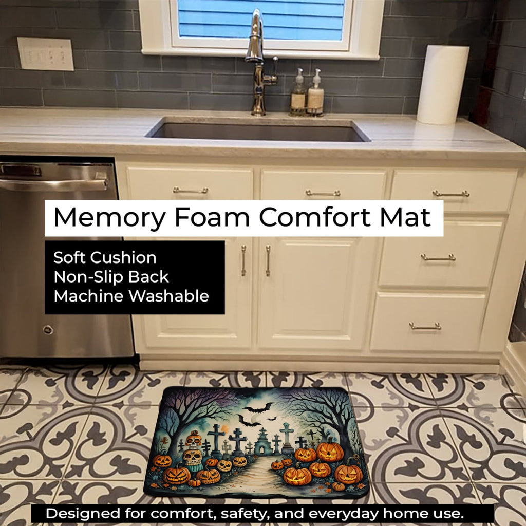 Day of the Dead Spooky Halloween Memory Foam Kitchen Mat Machine Washable Anti-Fatigue Cushion Comfort Bath or Kitchen Rug