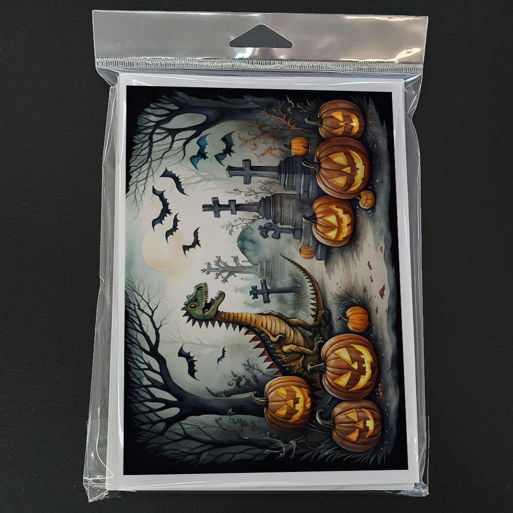 Dinosaurs Spooky Halloween Greeting Cards Pack of 8 Blank Cards with Envelopes Whimsical A7 Size 5x7