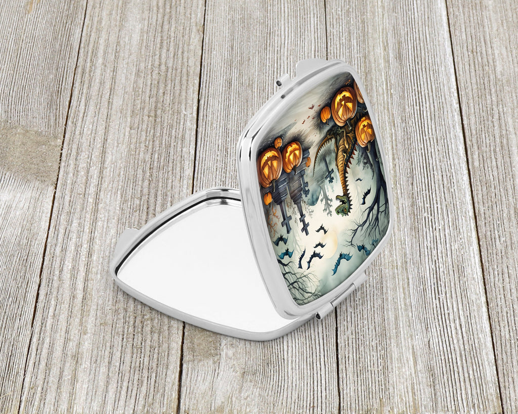 Dinosaurs Spooky Halloween Compact Mirror Decorative Travel Makeup Mirror for Women Girls Gifts Pocket Makeup Mirror Folding Handheld