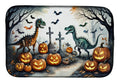 Dinosaurs Spooky Halloween Dish Drying Mat Absorbent Dish Drying Mat Pad for Kitchen Counter Dish Drainer Mat for Countertop, 14 x 21", Multicolor