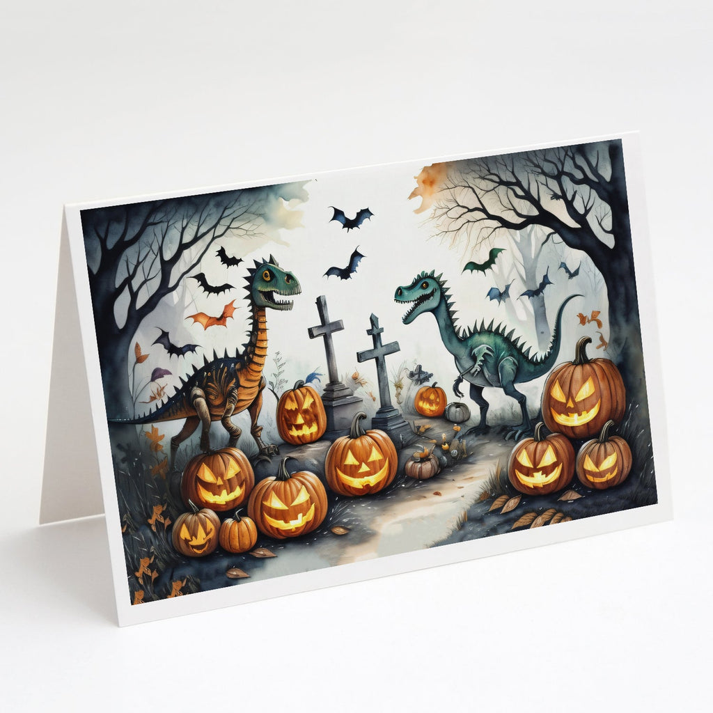 Dinosaurs Spooky Halloween Greeting Cards Pack of 8 Blank Cards with Envelopes Whimsical A7 Size 5x7