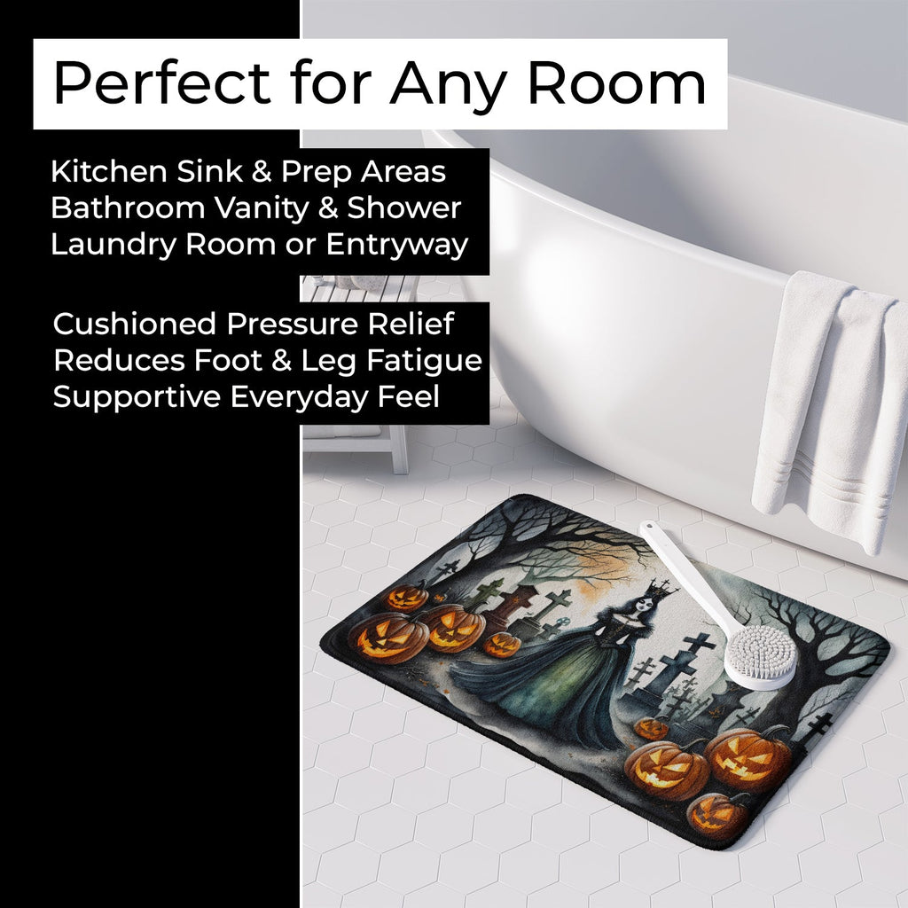 Evil Queen Spooky Halloween Memory Foam Kitchen Mat Machine Washable Anti-Fatigue Cushion Comfort Bath or Kitchen Rug