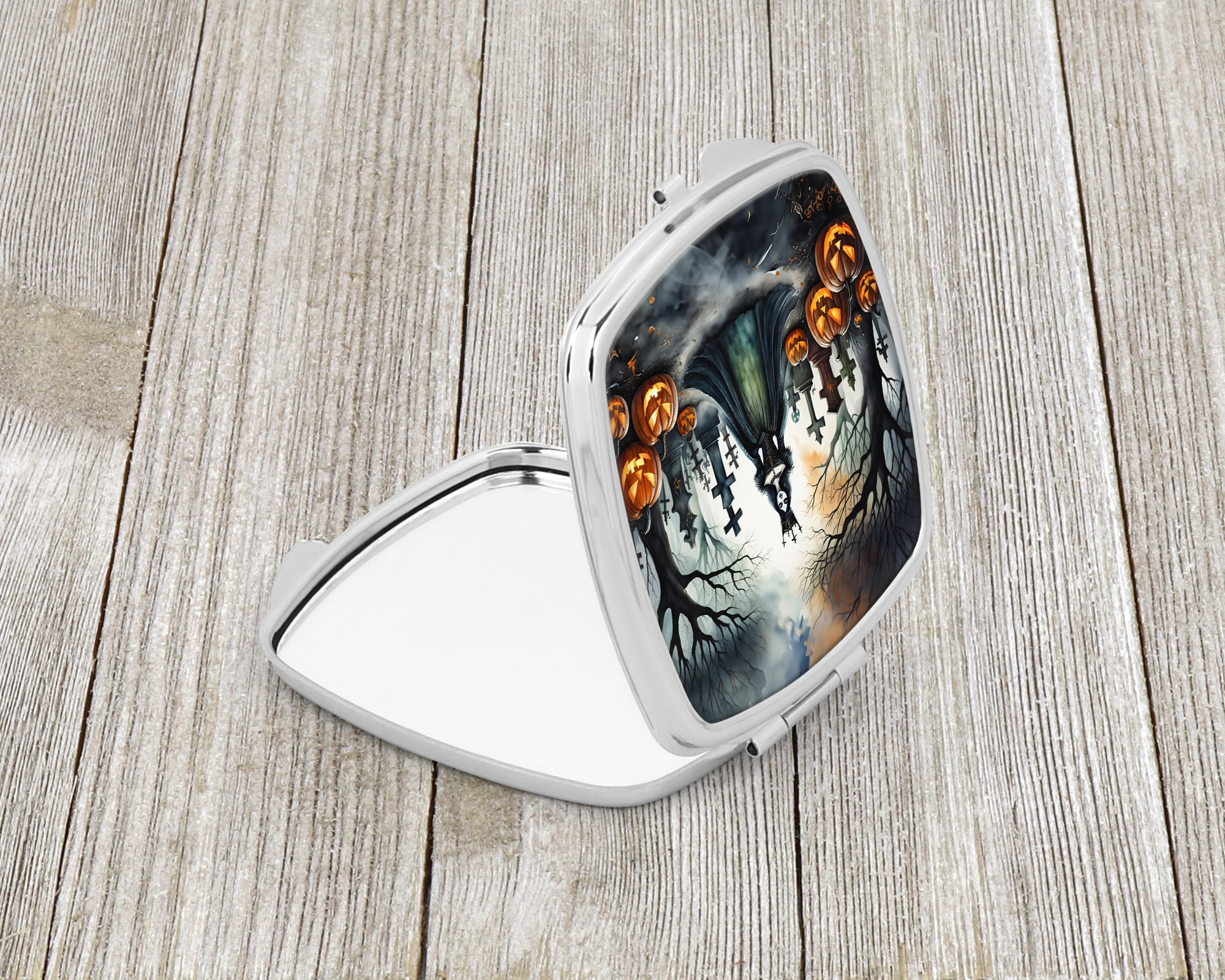 Evil Queen Spooky Halloween Compact Mirror Decorative Travel Makeup Mirror for Women Girls Gifts Pocket Makeup Mirror Folding Handheld