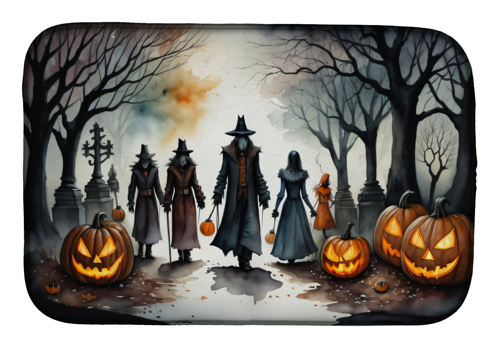 Vampires Spooky Halloween Dish Drying Mat Absorbent Dish Drying Mat Pad for Kitchen Counter Dish Drainer Mat for Countertop, 14 x 21", Multicolor
