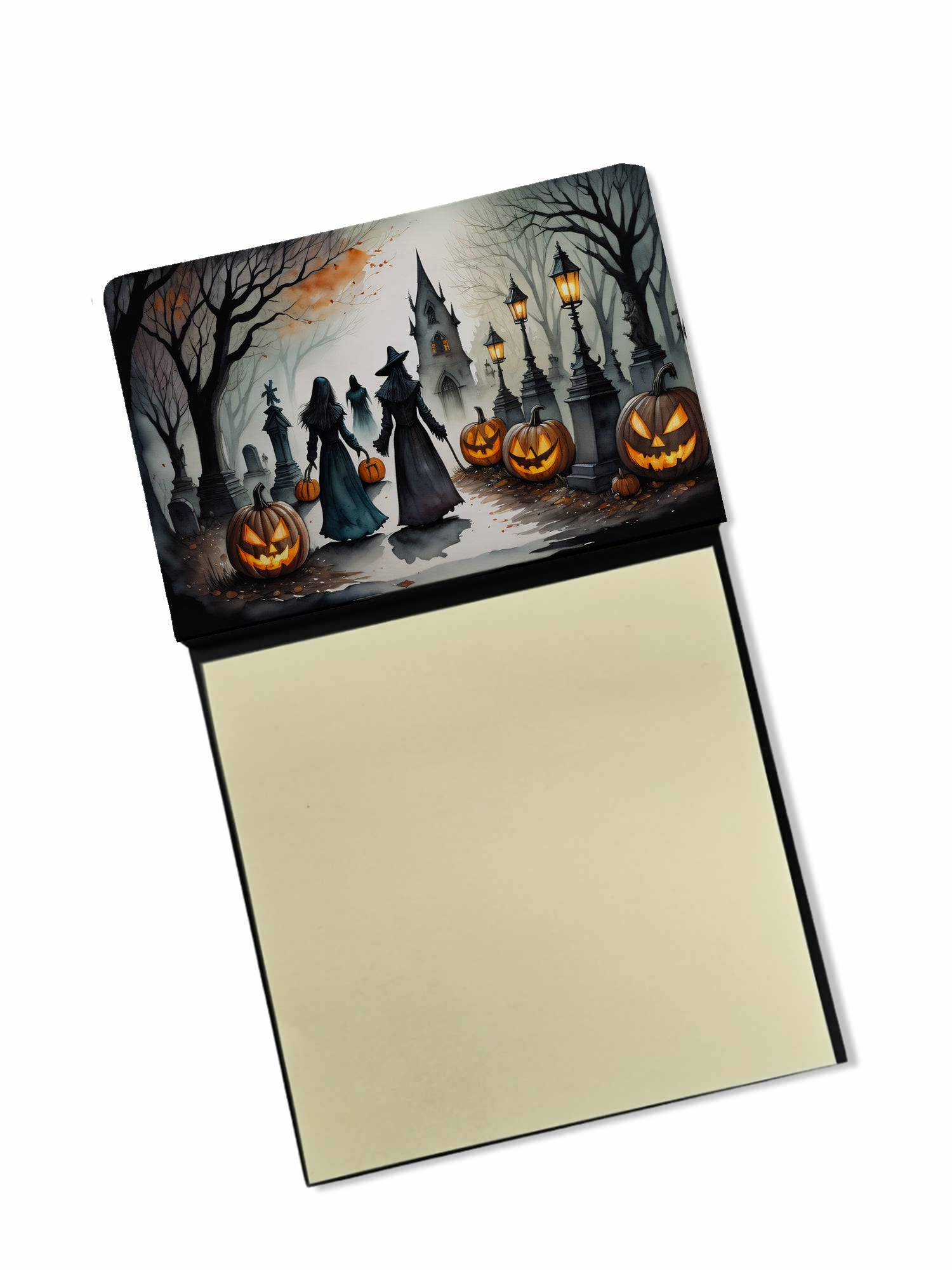Vampires Spooky Halloween Watercolor Sticky Note Holder Refillable Dispenser Desk Accessory 3x3 Pad Gift