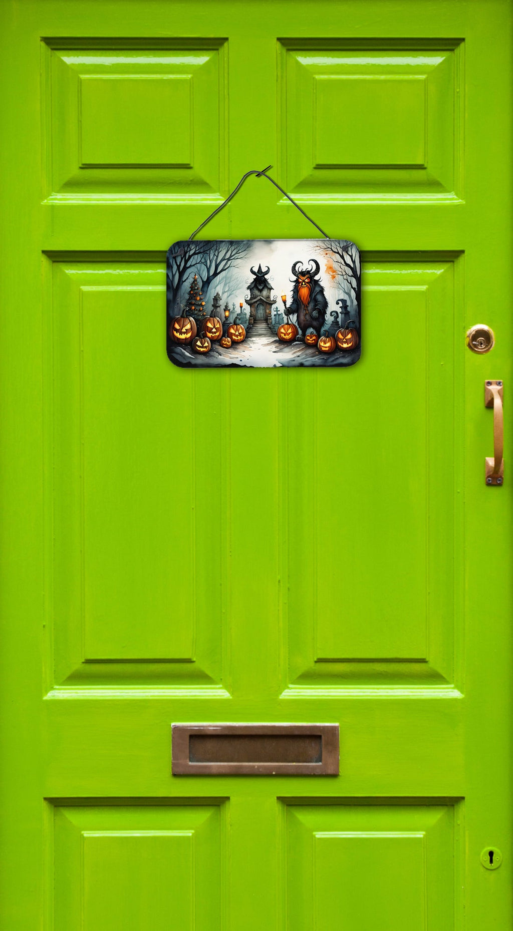 Krampus The Christmas Demon Spooky Halloween Wall or Door Hanging Prints Aluminum Metal Sign Kitchen Wall Bar Bathroom Plaque Home Decor, 8HX12W, Multicolor