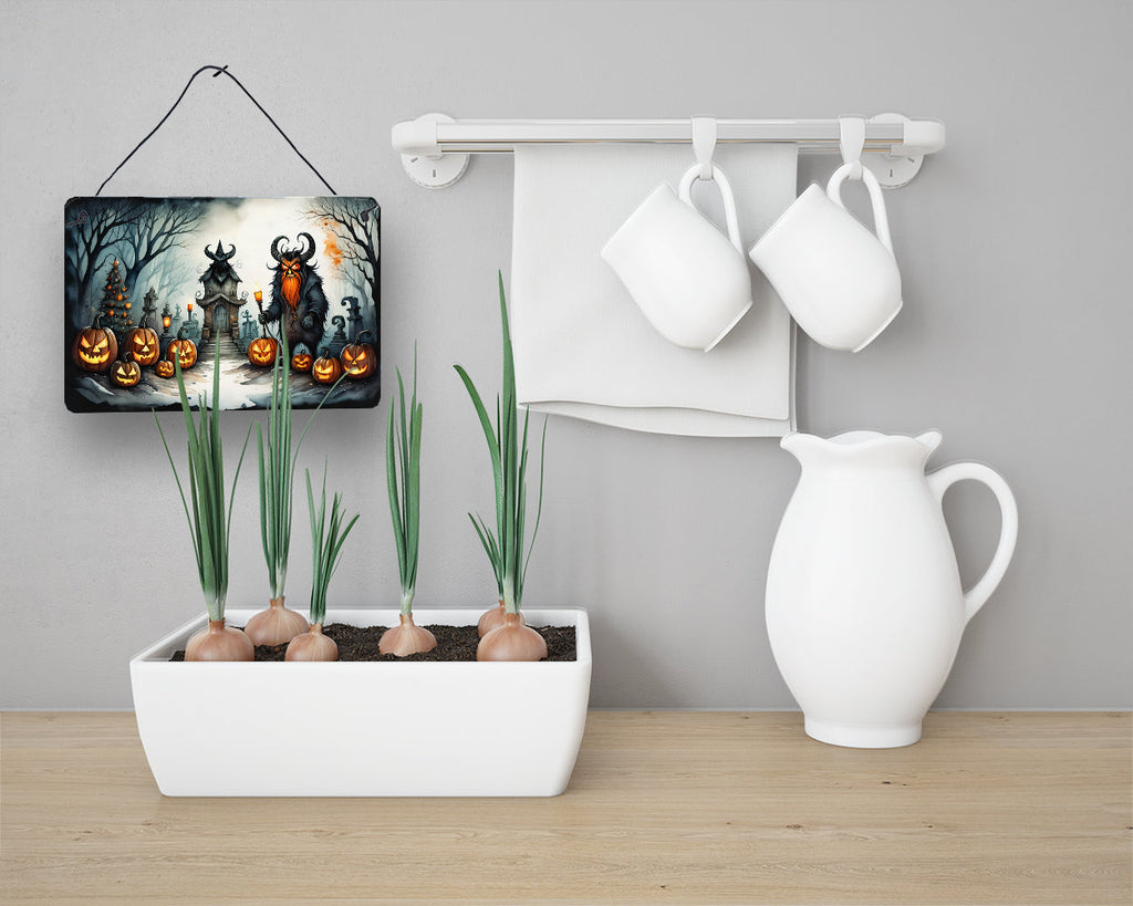 Krampus The Christmas Demon Spooky Halloween Wall or Door Hanging Prints Aluminum Metal Sign Kitchen Wall Bar Bathroom Plaque Home Decor, 8HX12W, Multicolor