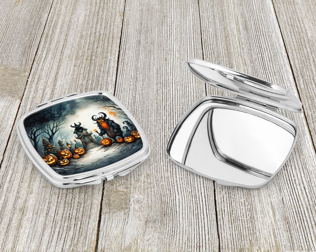 Krampus The Christmas Demon Spooky Halloween Compact Mirror Decorative Travel Makeup Mirror for Women Girls Gifts Pocket Makeup Mirror Folding Handheld