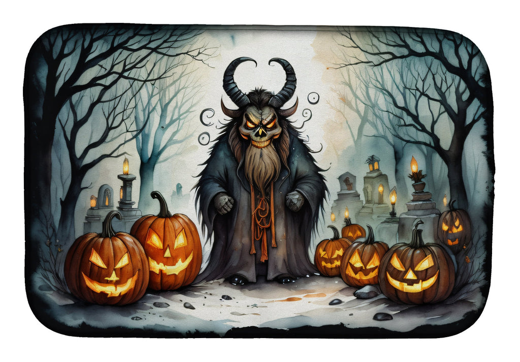 Krampus The Christmas Demon Spooky Halloween Dish Drying Mat Absorbent Dish Drying Mat Pad for Kitchen Counter Dish Drainer Mat for Countertop, 14 x 21", Multicolor