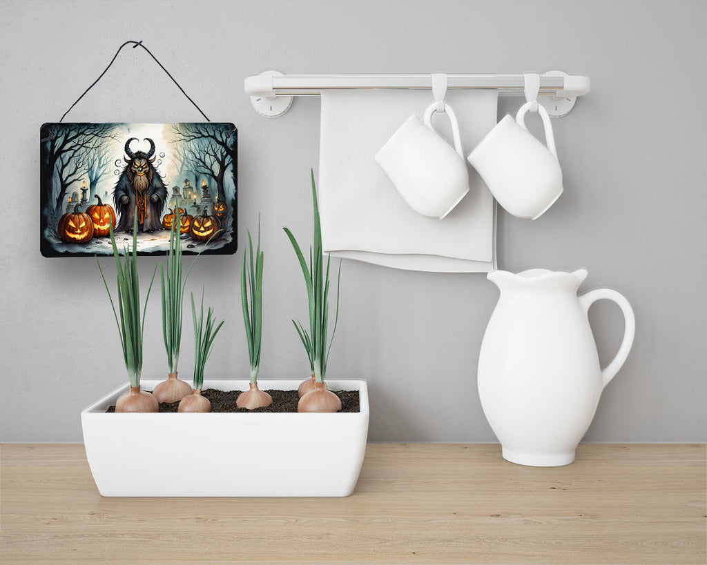Krampus The Christmas Demon Spooky Halloween Wall or Door Hanging Prints Aluminum Metal Sign Kitchen Wall Bar Bathroom Plaque Home Decor, 8HX12W, Multicolor