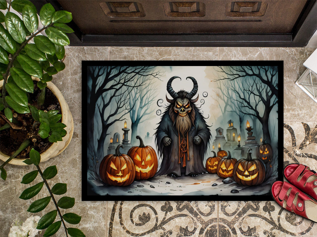 Krampus The Christmas Demon Spooky Halloween Doormat Indoor Outdoor 24H X 36W Front Door Mat Rugs for Entryway, Non Slip Washable Low Pile,