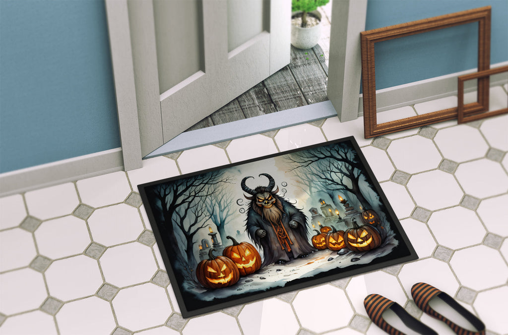 Krampus The Christmas Demon Spooky Halloween Doormat Indoor Outdoor 18H X 27W Front Door Mat Rugs for Entryway, Non Slip Washable