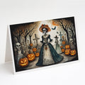 La Catrina Skeleton Spooky Halloween Greeting Cards Pack of 8 Blank Cards with Envelopes Whimsical A7 Size 5x7