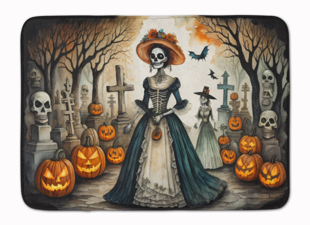 La Catrina Skeleton Spooky Halloween Memory Foam Kitchen Mat Machine Washable Anti-Fatigue Cushion Comfort Bath or Kitchen Rug