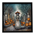La Catrina Skeleton Spooky Halloween Framed Metal Print Bathroom, Kitchen, Office, Home Decor Wall Art Ready to Hang, Square, 8X8