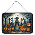 La Catrina Skeleton Spooky Halloween Wall or Door Hanging Prints Aluminum Metal Sign Kitchen Wall Bar Bathroom Plaque Home Decor, 8HX12W, Multicolor