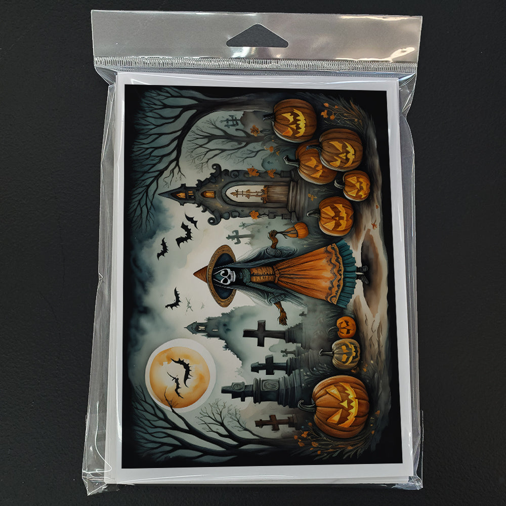 La Llorona Skeleton Spooky Halloween Greeting Cards Pack of 8 Blank Cards with Envelopes Whimsical A7 Size 5x7