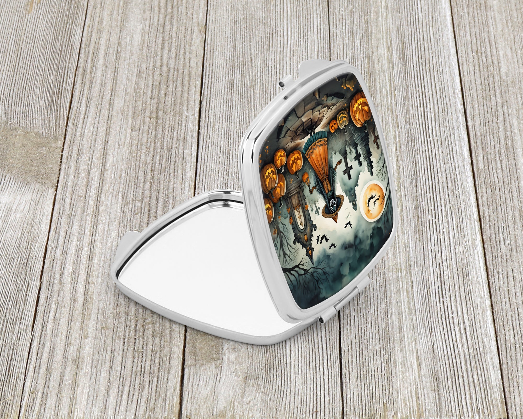 La Llorona Skeleton Spooky Halloween Compact Mirror Decorative Travel Makeup Mirror for Women Girls Gifts Pocket Makeup Mirror Folding Handheld