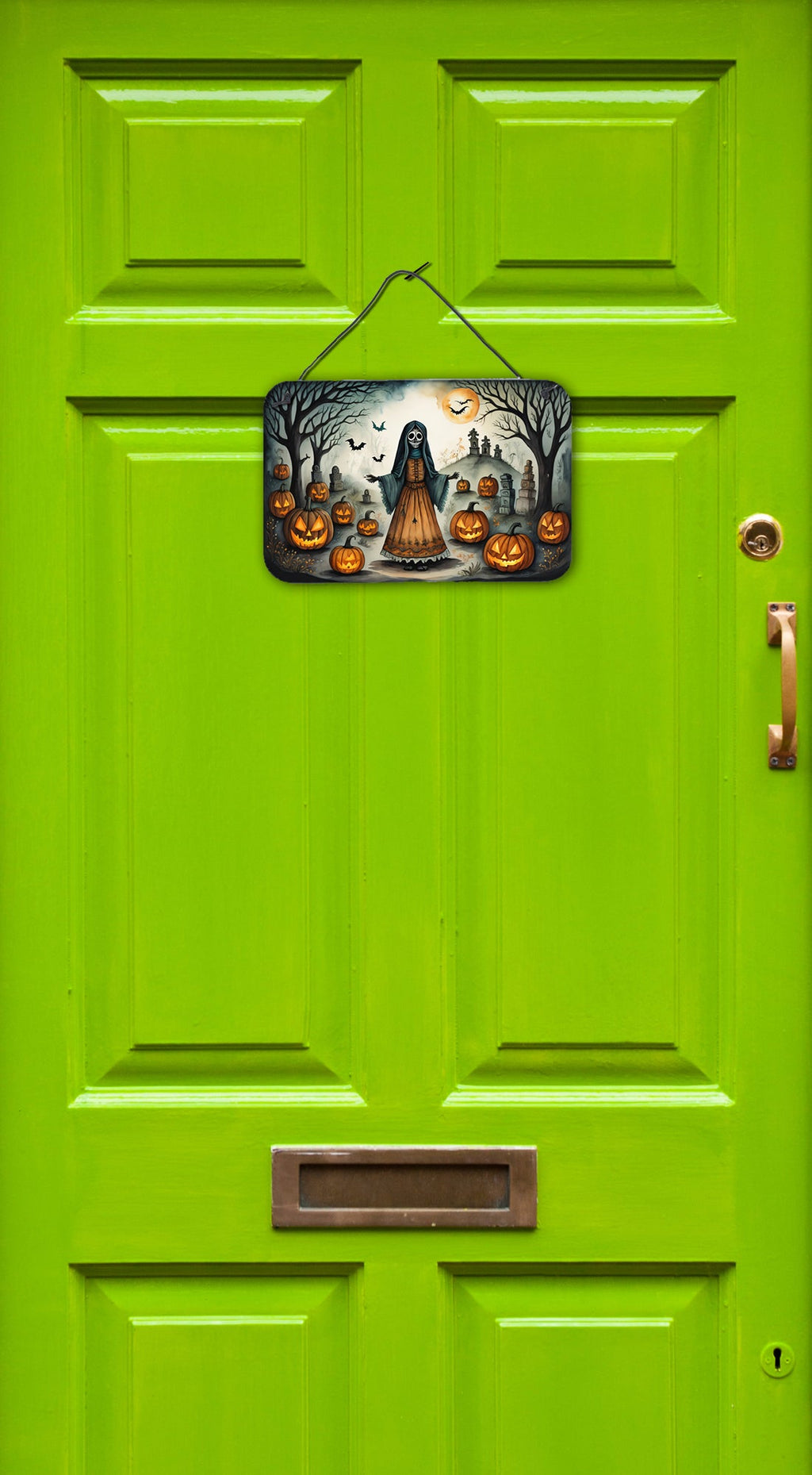 La Llorona Skeleton Spooky Halloween Wall or Door Hanging Prints Aluminum Metal Sign Kitchen Wall Bar Bathroom Plaque Home Decor, 8HX12W, Multicolor
