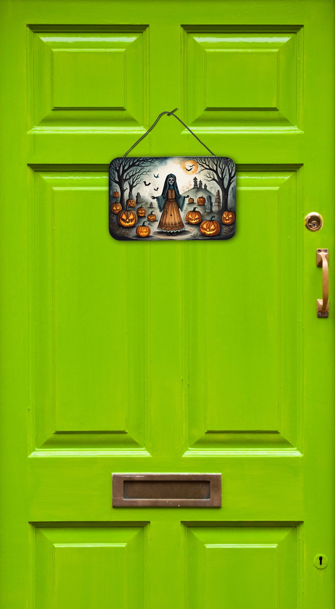 La Llorona Skeleton Spooky Halloween Wall or Door Hanging Prints Aluminum Metal Sign Kitchen Wall Bar Bathroom Plaque Home Decor, 8HX12W, Multicolor